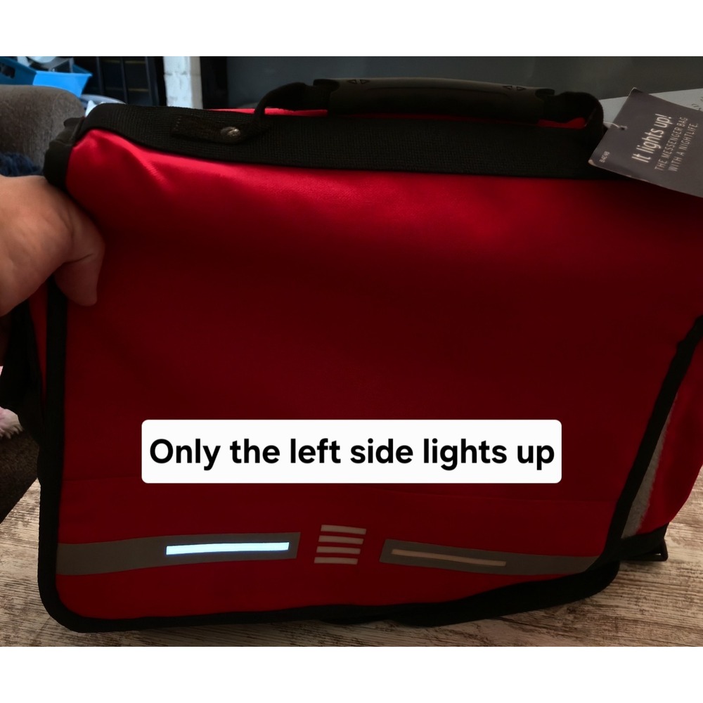 Lands' End Cool Blue Light-Up Messenger Bag Red Black Laptop Commuter B4C-MB